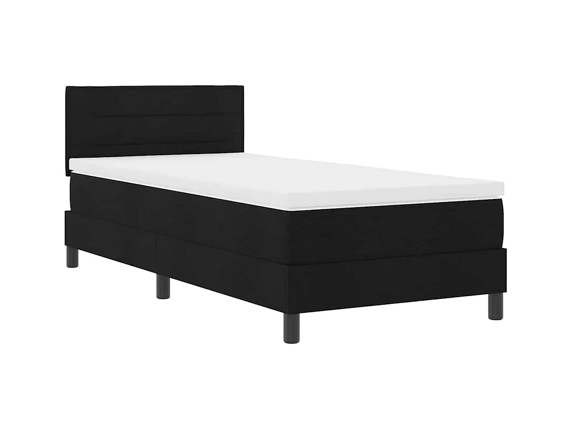 Cadre de lit avec matelas Noir 90 x 200 cm tissu