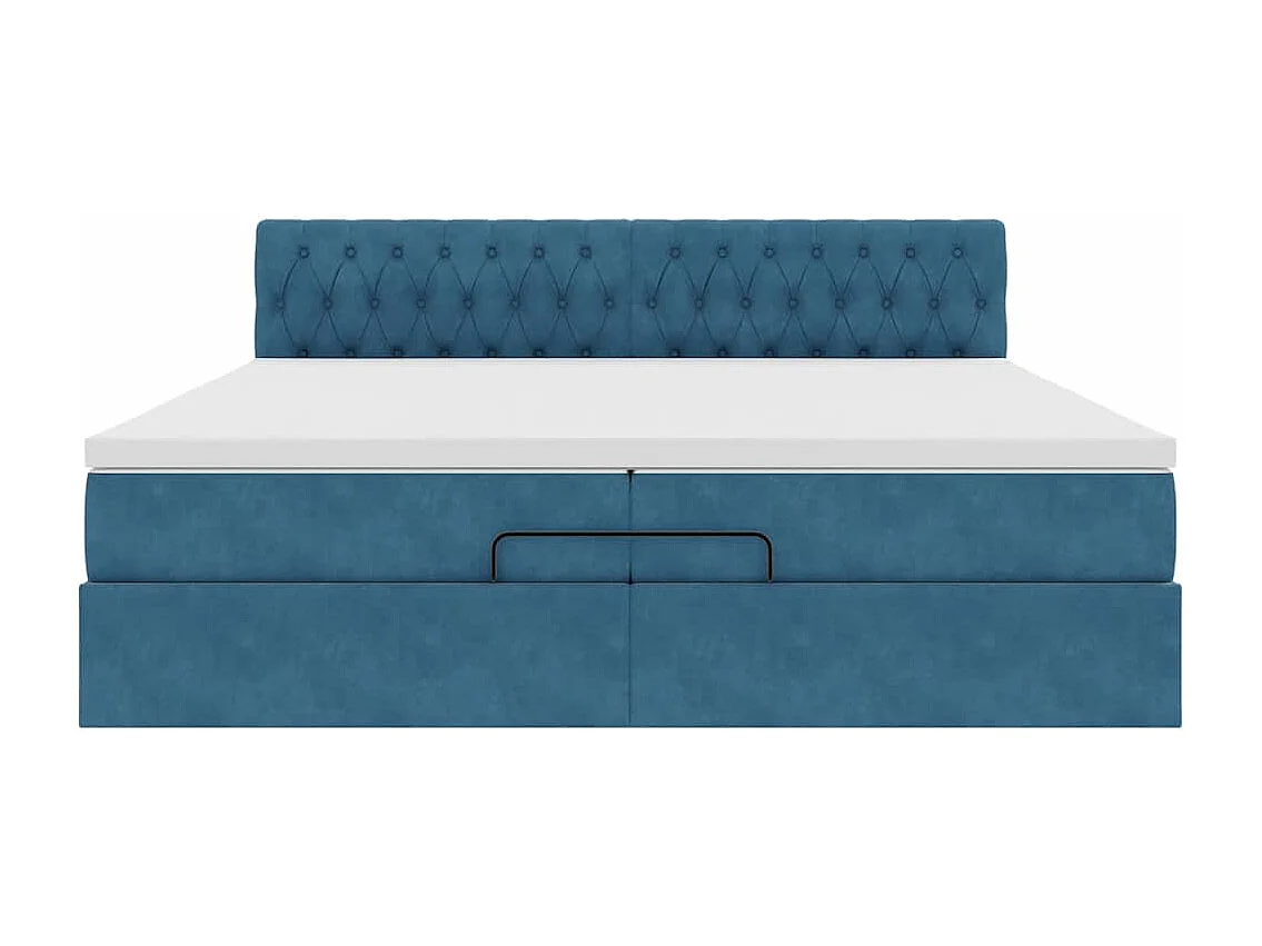 Cadre de lit ottoman avec matelas bleu foncé 200x200 cm velours