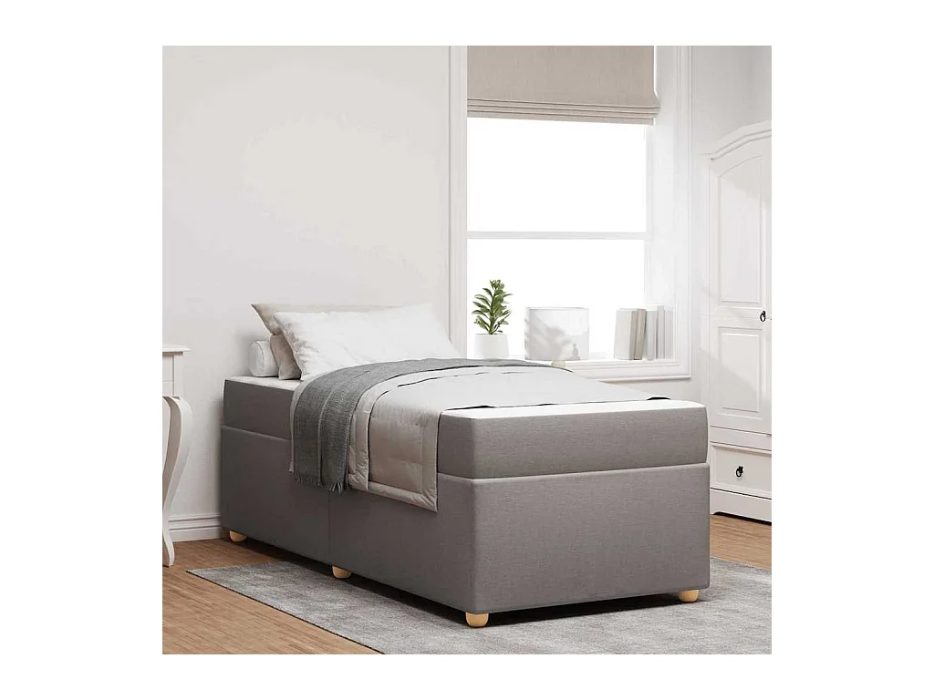 Cadre de lit avec matelas Taupe 90 x 190 cm tissu
