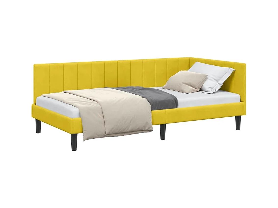 Estructura de cama en esquina Amarillo 90 x 190 cm Terciopelo