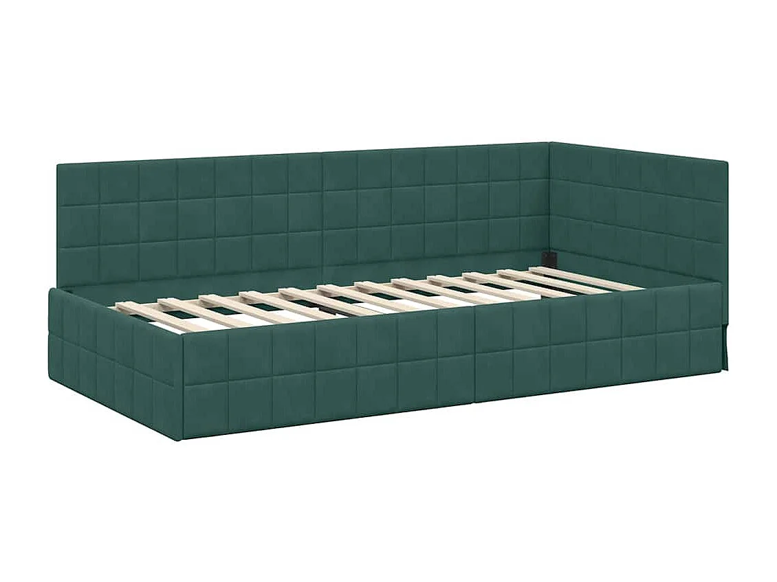 Cadre de lit d'angle Vert foncé 100 x 200 cm Velours