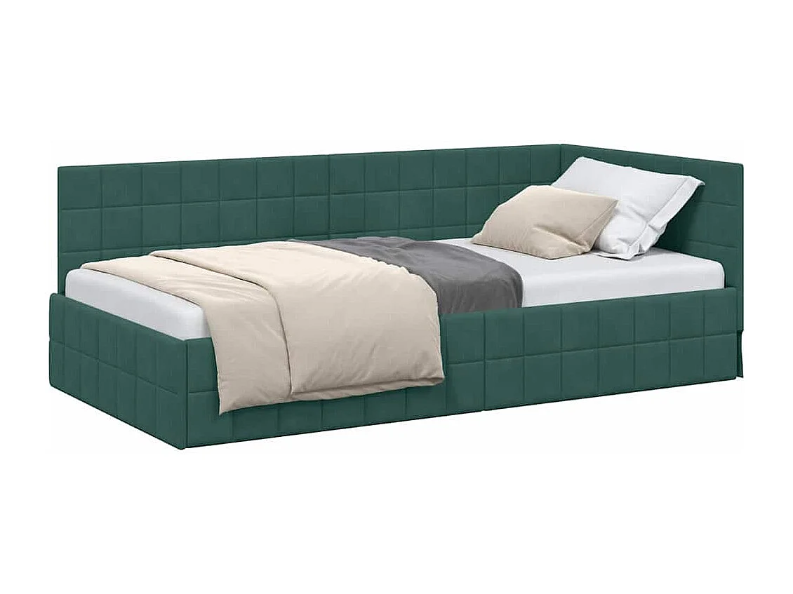 Cadre de lit d'angle Vert foncé 100 x 200 cm Velours
