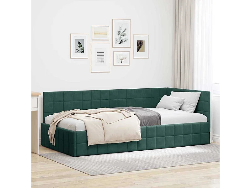 Cadre de lit d'angle Vert foncé 100 x 200 cm Velours