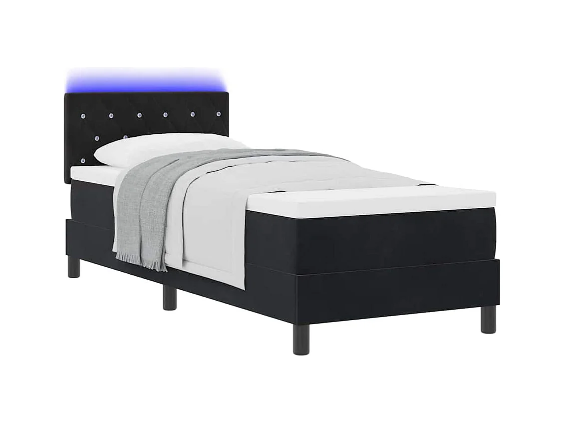 Cadre de lit avec matelas Noir 80 x 200 cm Velours