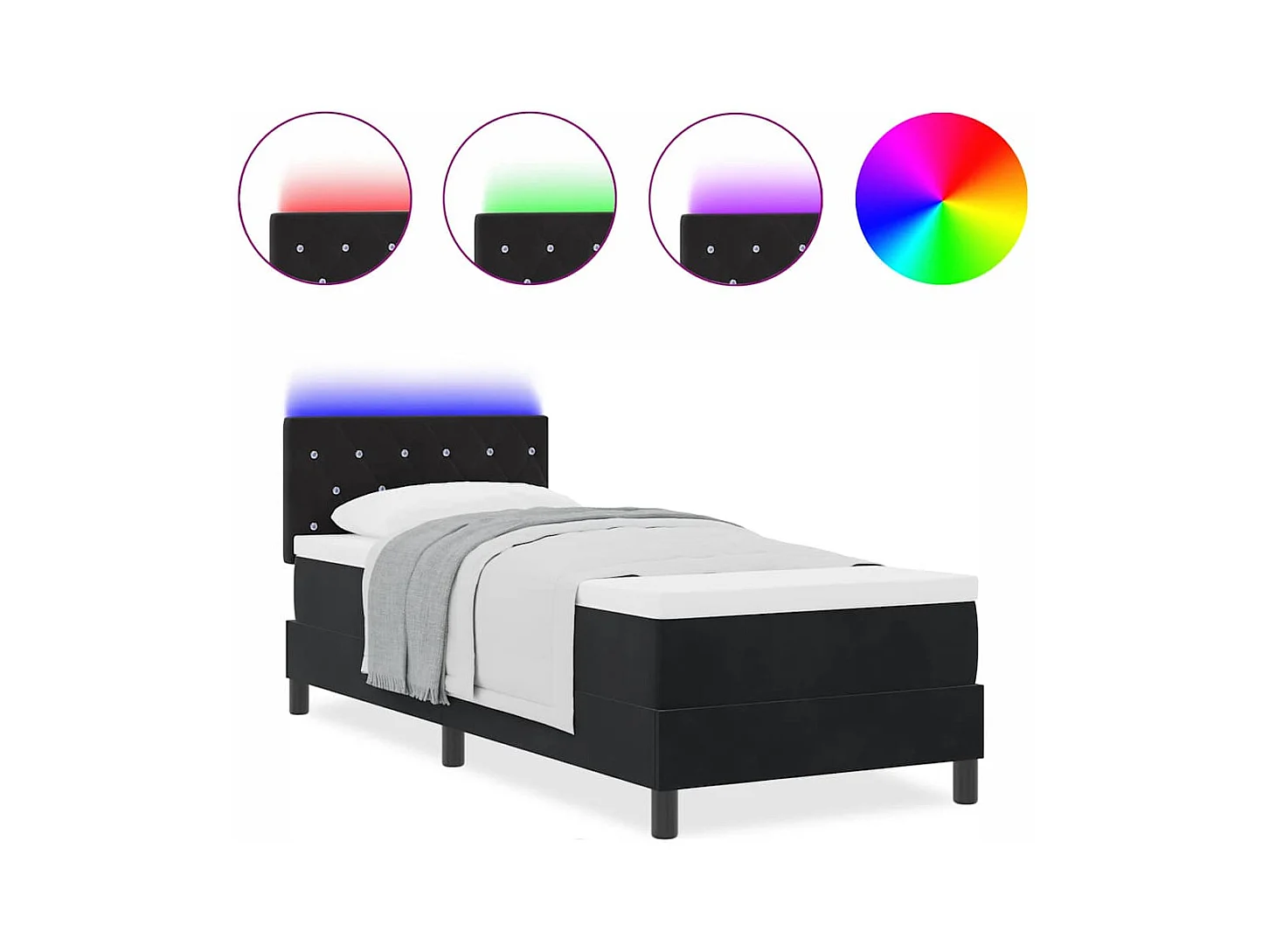 Cadre de lit avec matelas Noir 80 x 200 cm Velours