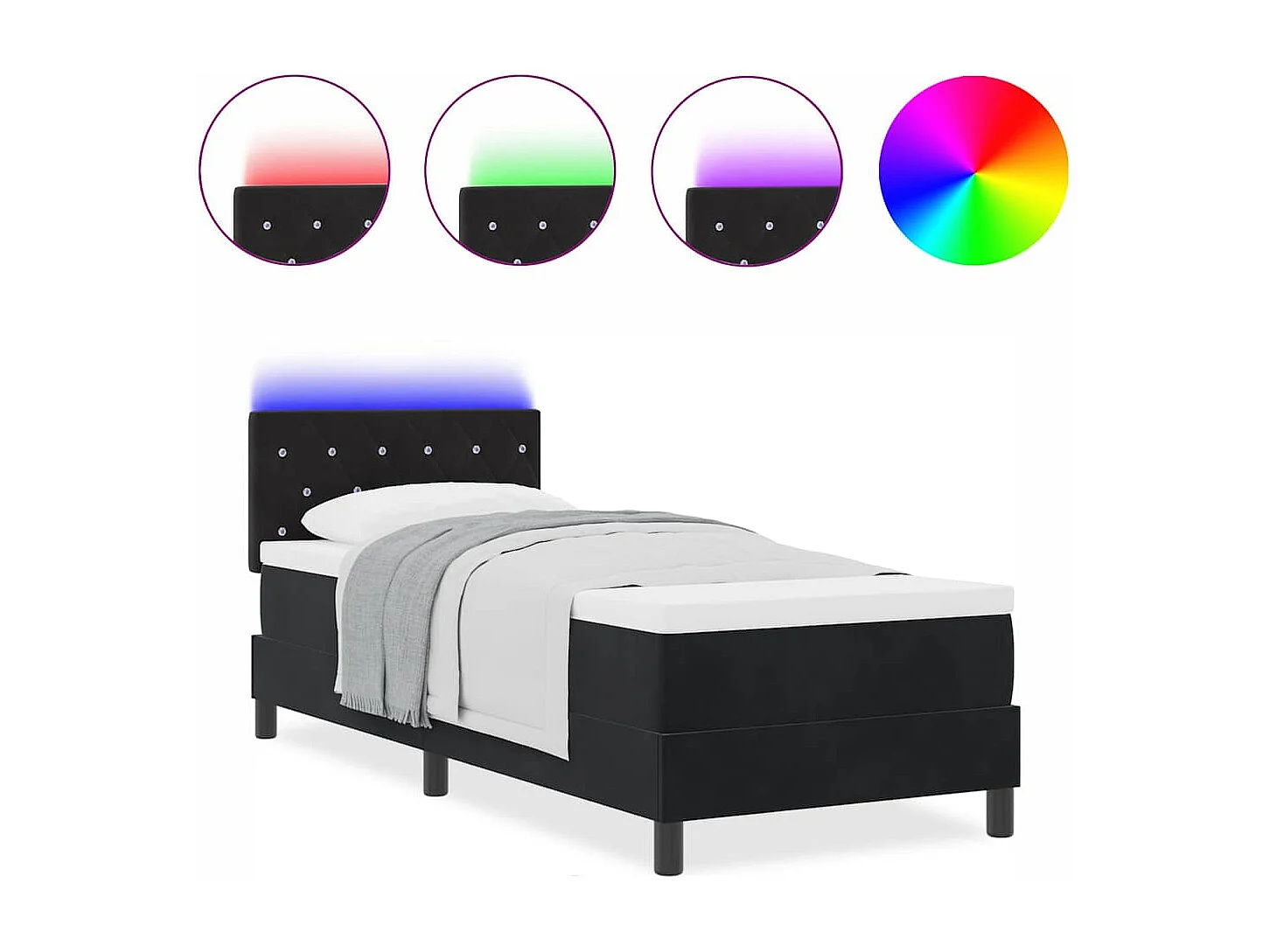 Cadre de lit avec matelas Noir 80 x 200 cm Velours