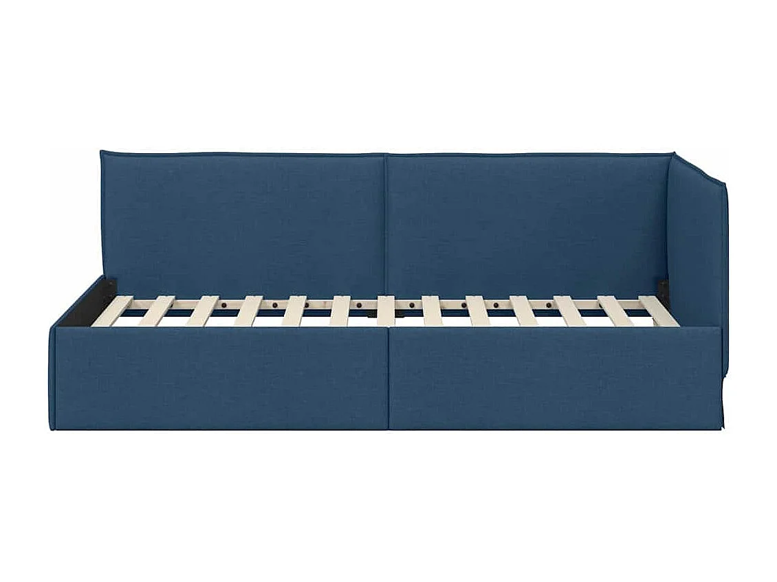 Cadre de lit d'angle avec tête de lit Bleu 80 x 200 cm tissu