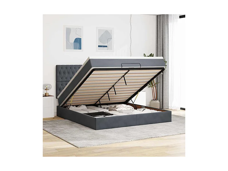 Ottoman bed met matrassen en LED's 160x200cm fluweel