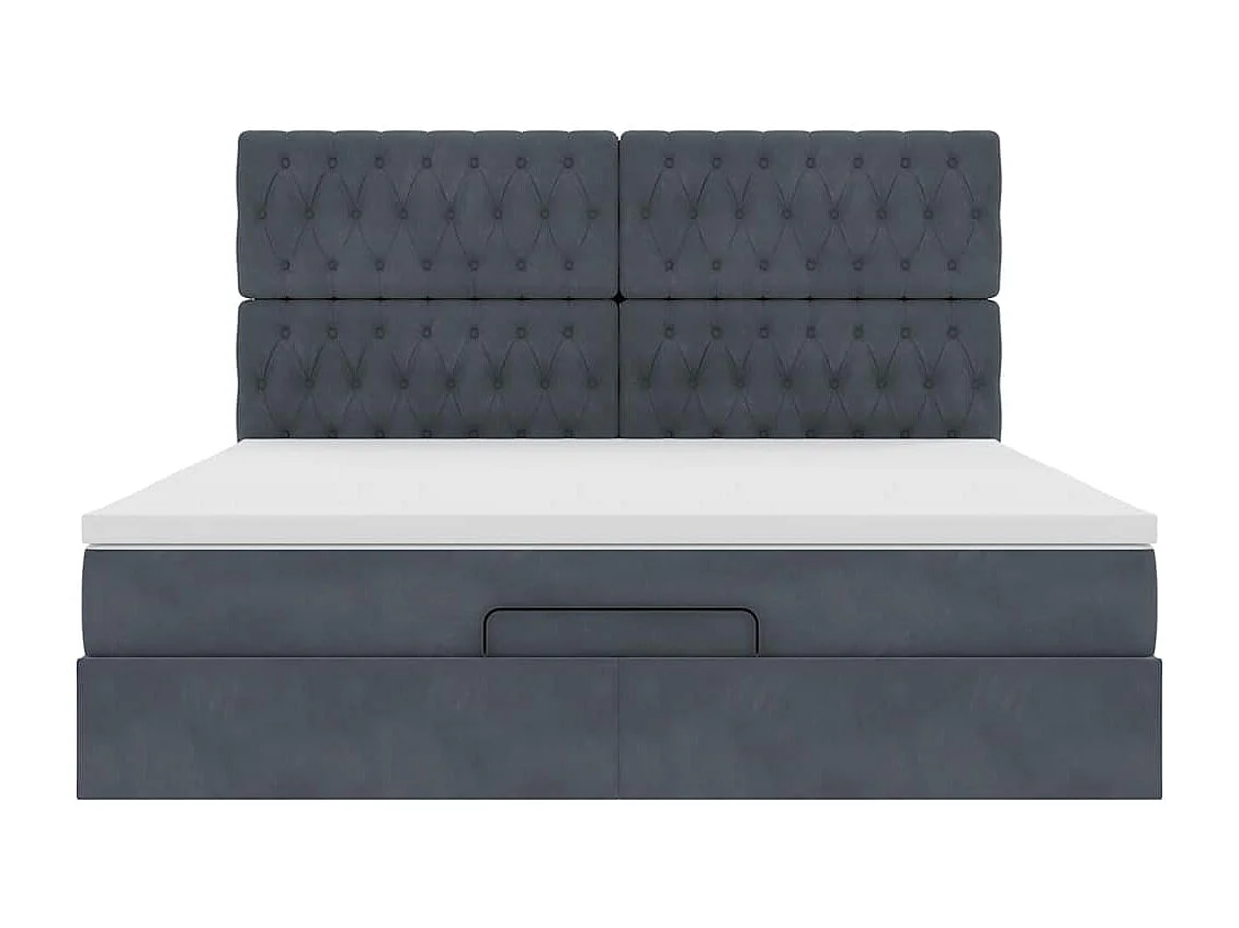 Cadre de lit ottoman avec matelas gris foncé 160x200cm velours