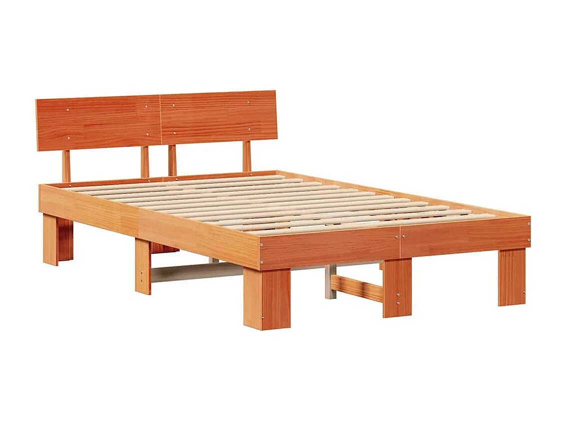 Estrutura da Cama com cabeceira Castanho-mel 140 x 190 cm