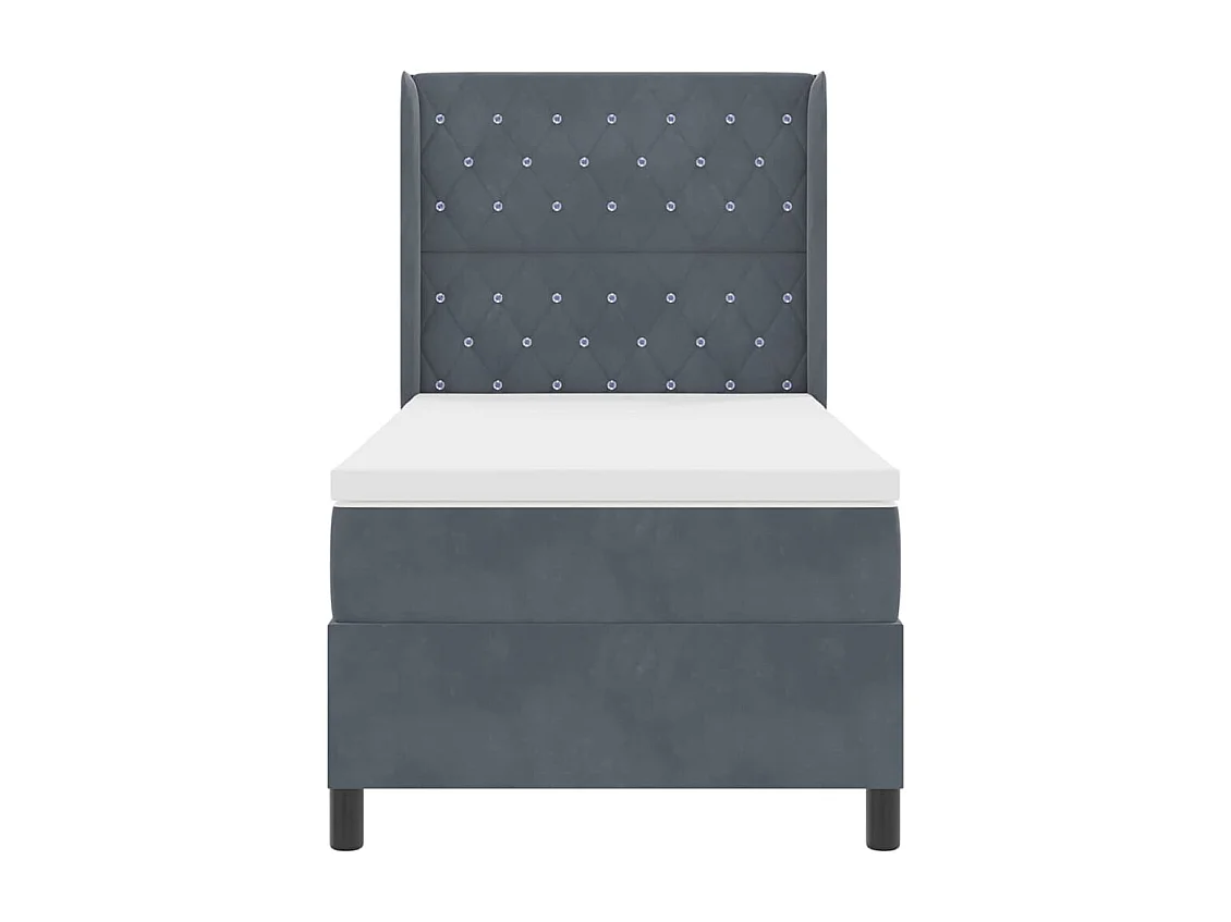 Cama tipo Box Spring Gris oscuro 90 x 200 cm Terciopelo