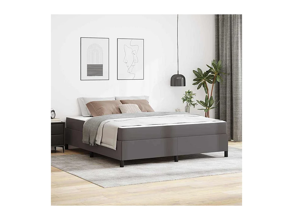 Cadre de lit avec matelas Gris 180 x 200 cm Faux cuir