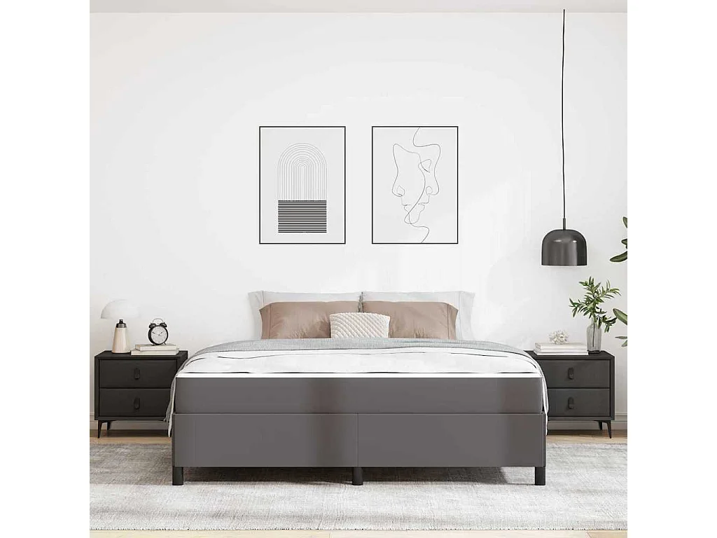 Cadre de lit avec matelas Gris 180 x 200 cm Faux cuir