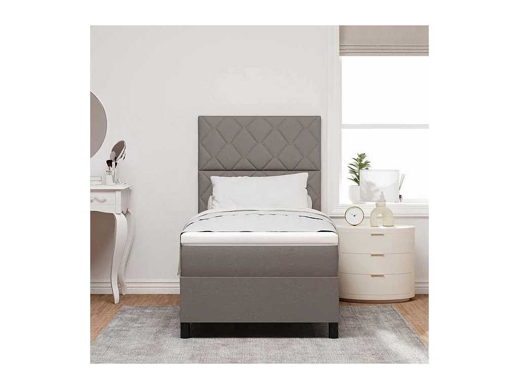 Cama Box com colchão Cinzento-acastanhado 90 x 200 cm tecido