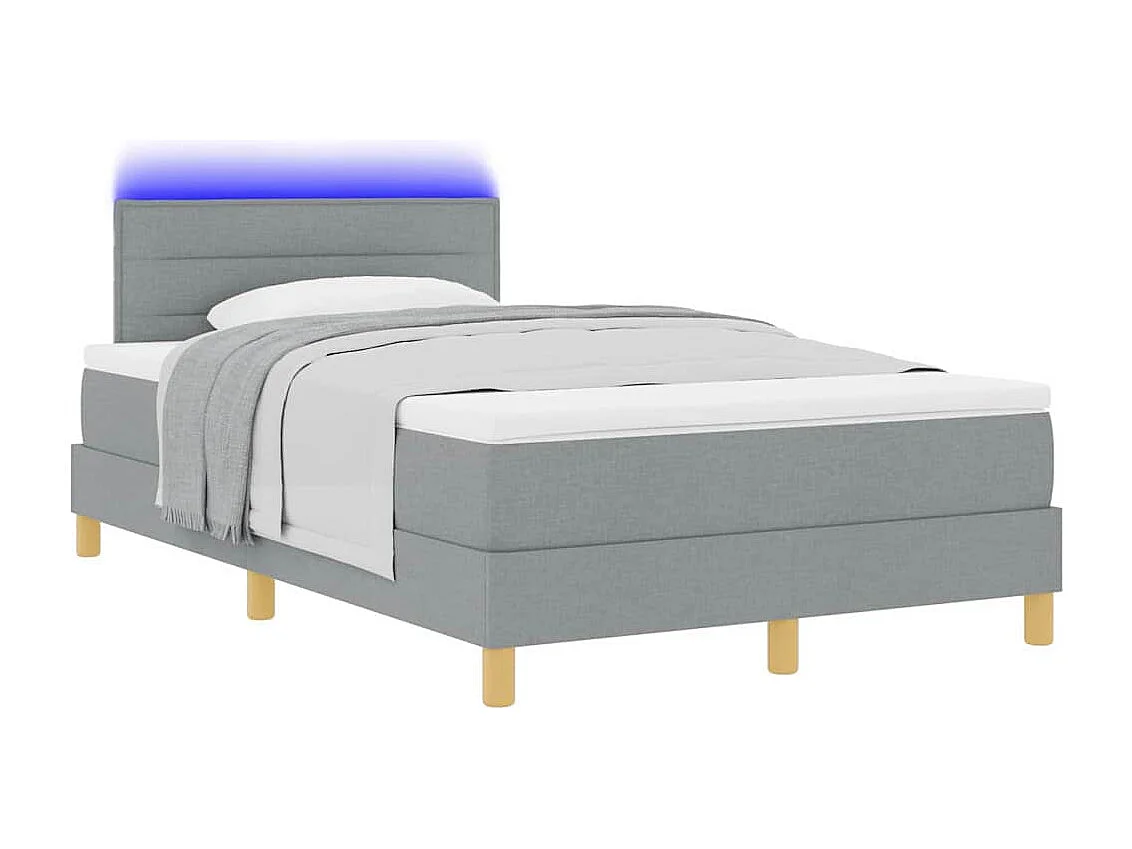 Cama tipo Box Spring con colchón Gris claro 120 x 190 cm tela