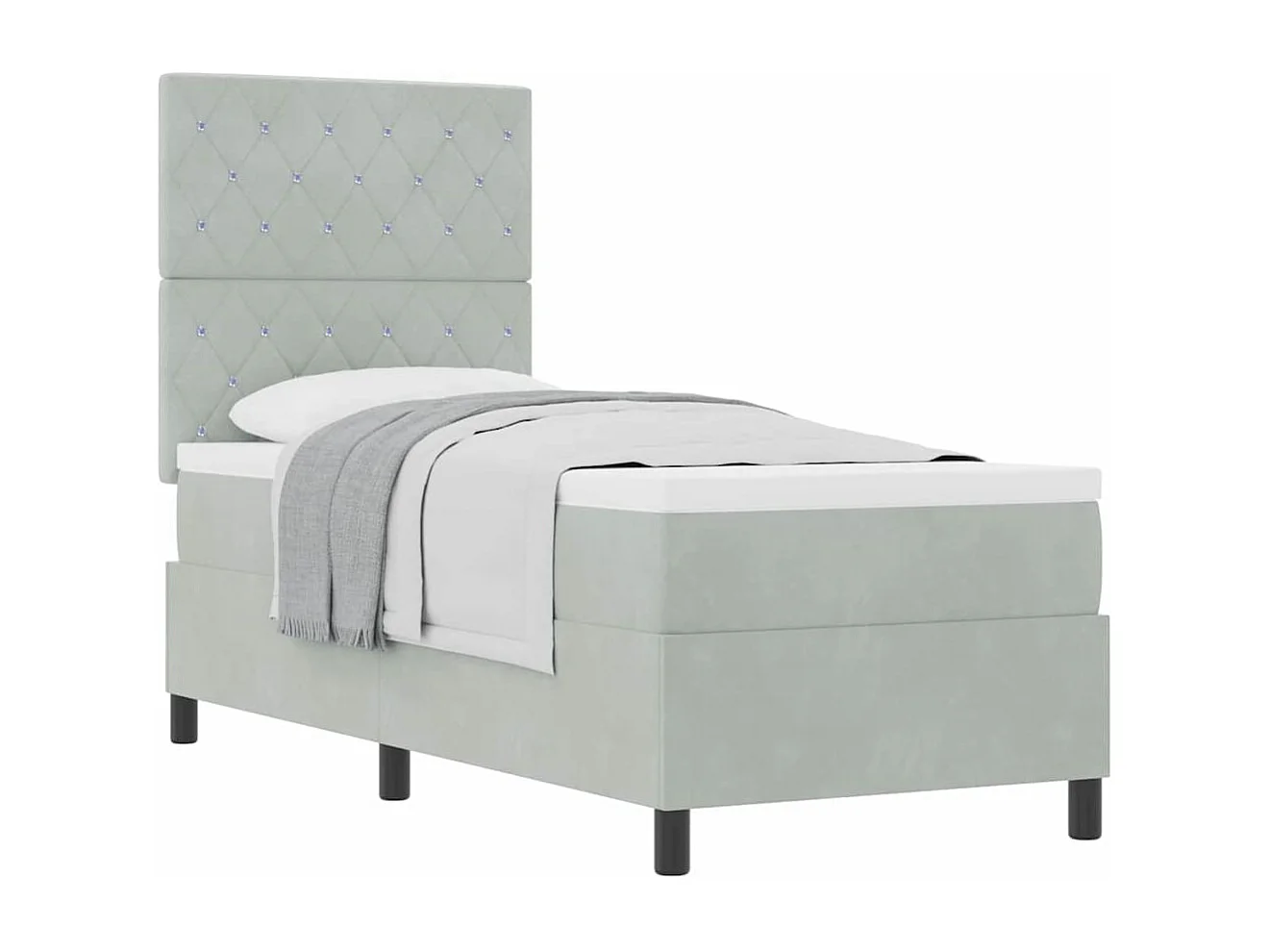 Cama Box com colchão Cinzento-claro 80 x 200 cm Veludo