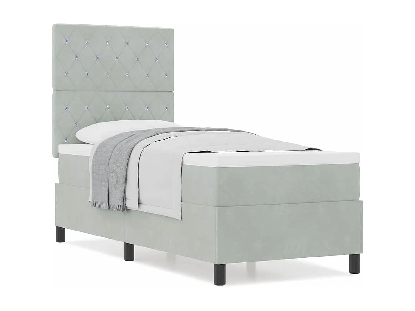 Cama Box com colchão Cinzento-claro 80 x 200 cm Veludo