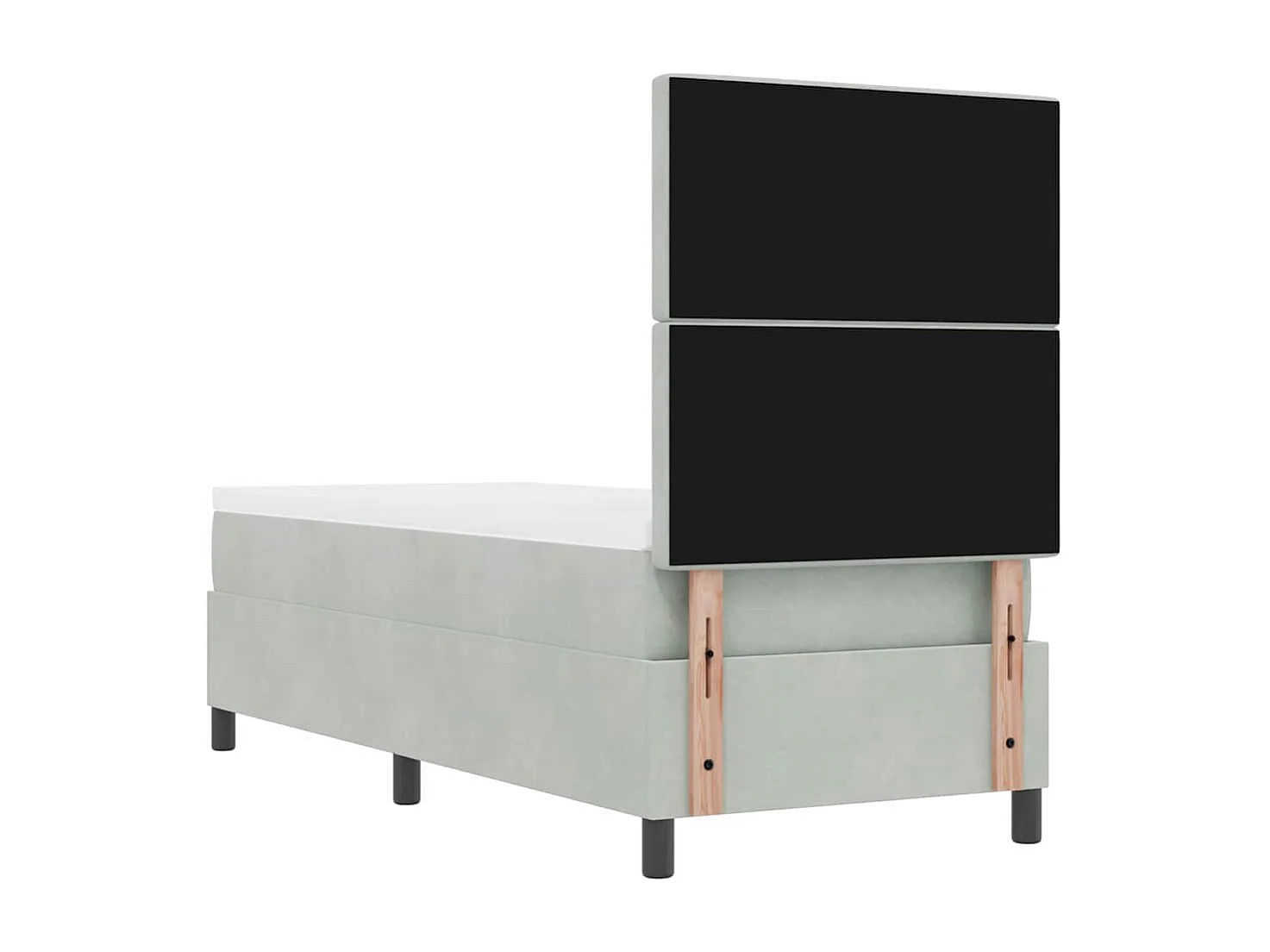 Cama Box com colchão Cinzento-claro 80 x 200 cm Veludo