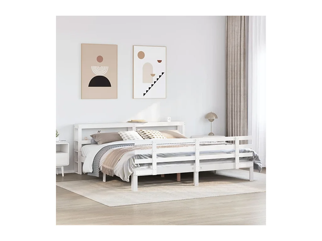 Estrutura de cama c/ cabeceira sem colchão 200x200 cm branco