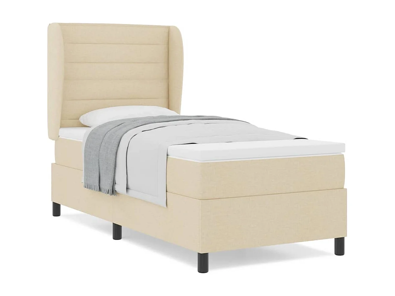 Cadre de lit avec matelas Crème 100 x 200 cm tissu