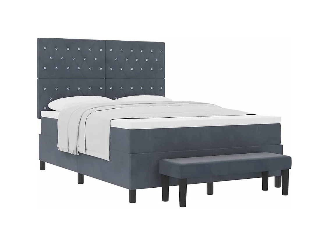 Cadre de lit avec matelas Gris foncé 140 x 190 cm Velours