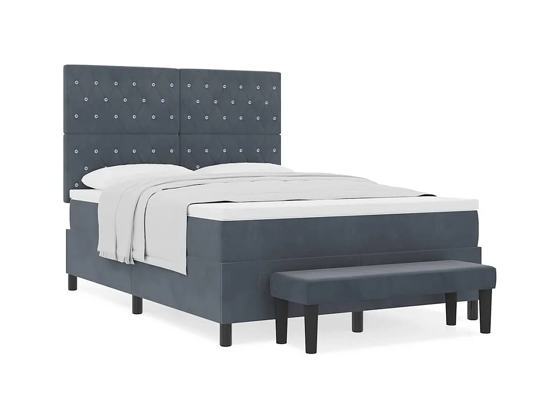 Cadre de lit avec matelas Gris foncé 140 x 190 cm Velours