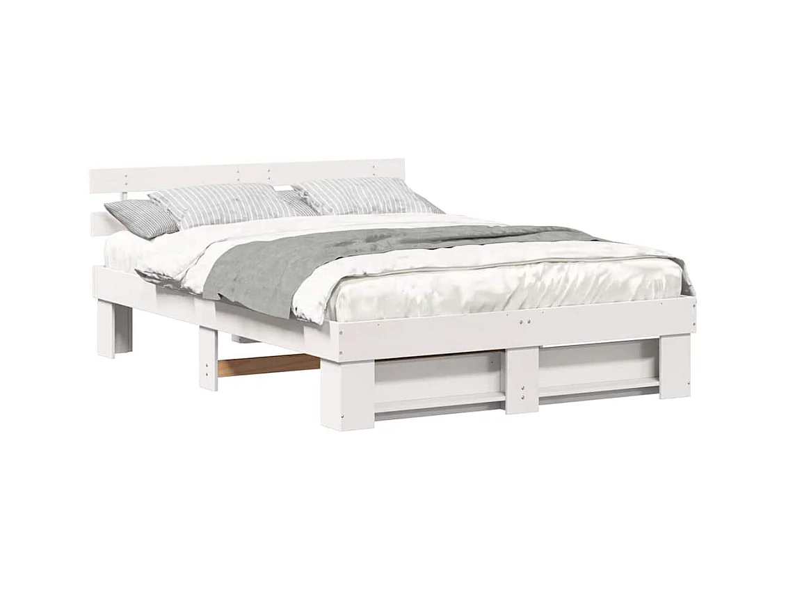 Cadre de lit Blanc 160 x 200 cm Bois massif en pin