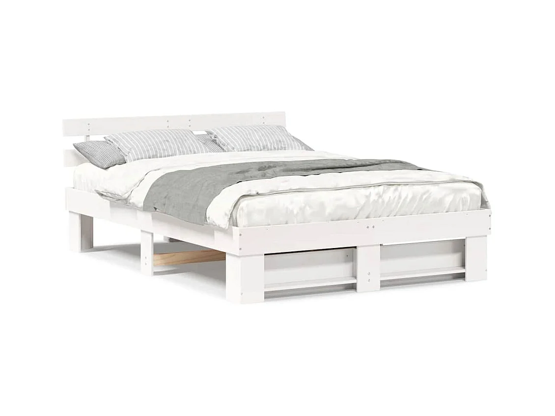 Cadre de lit Blanc 160 x 200 cm Bois massif en pin