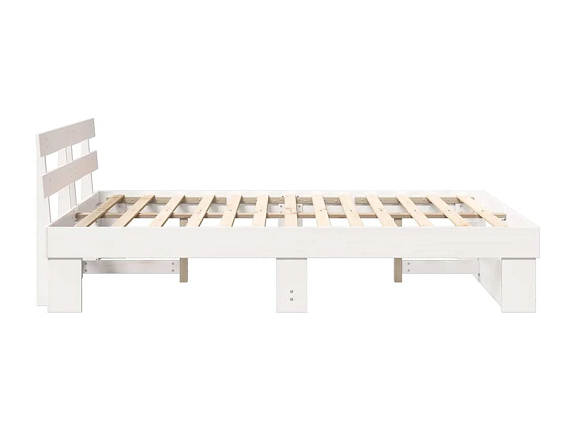 Bedframe met hoofdeinde Wit 160 x 200 cm Massief grenenhout