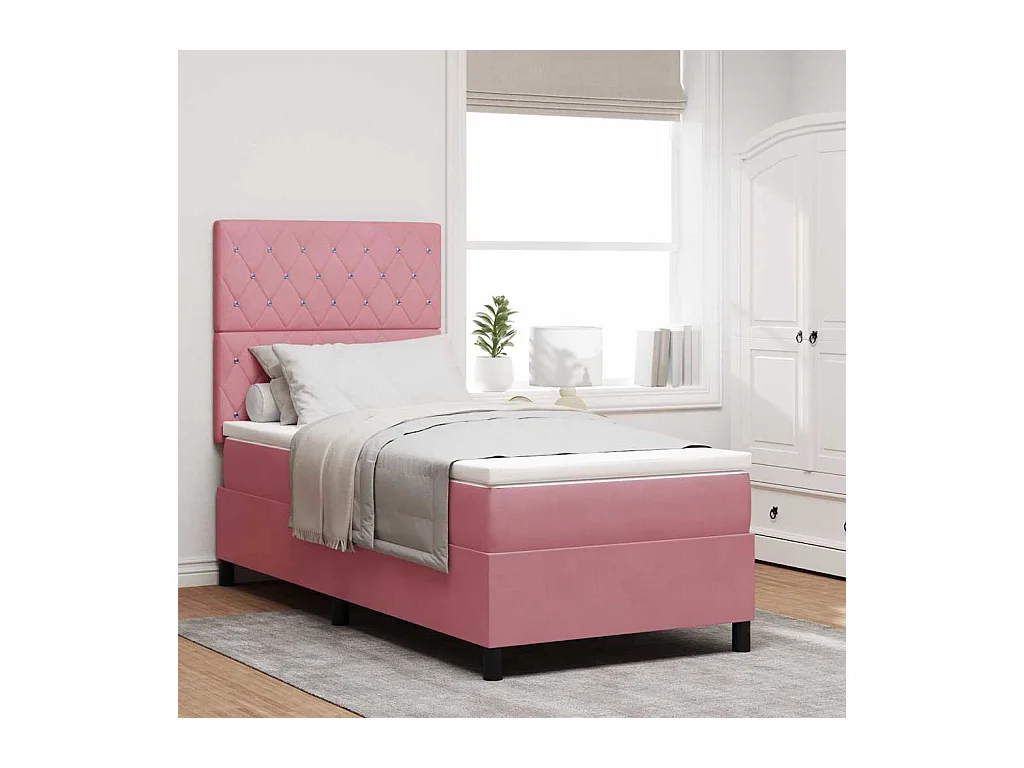 Cadre de lit avec matelas Rose 90 x 190 cm Velours