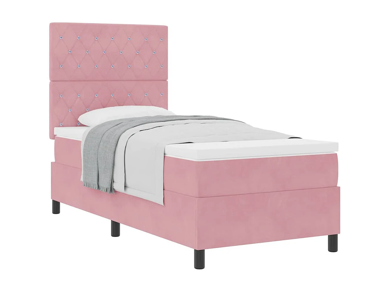 Cama tipo Box Spring con colchón Rosa 90 x 190 cm Terciopelo