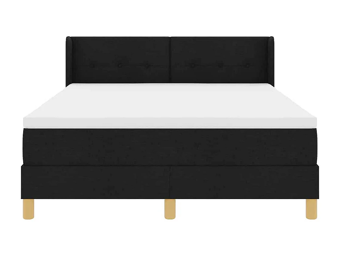 Cama tipo Box Spring con colchón Negro 160 x 200 cm Tapicería