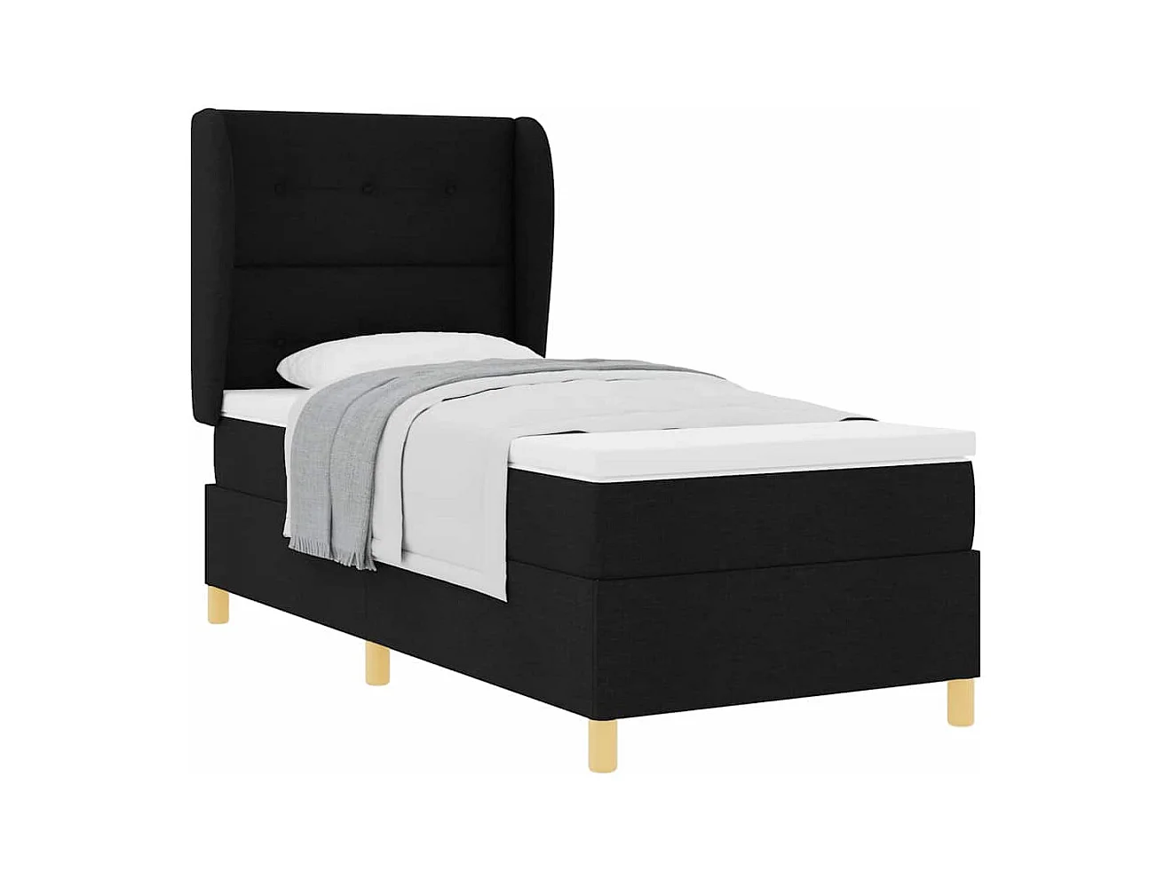 Cama Box Springs com Colchão Cinza Escuro 90x190 cm Preto