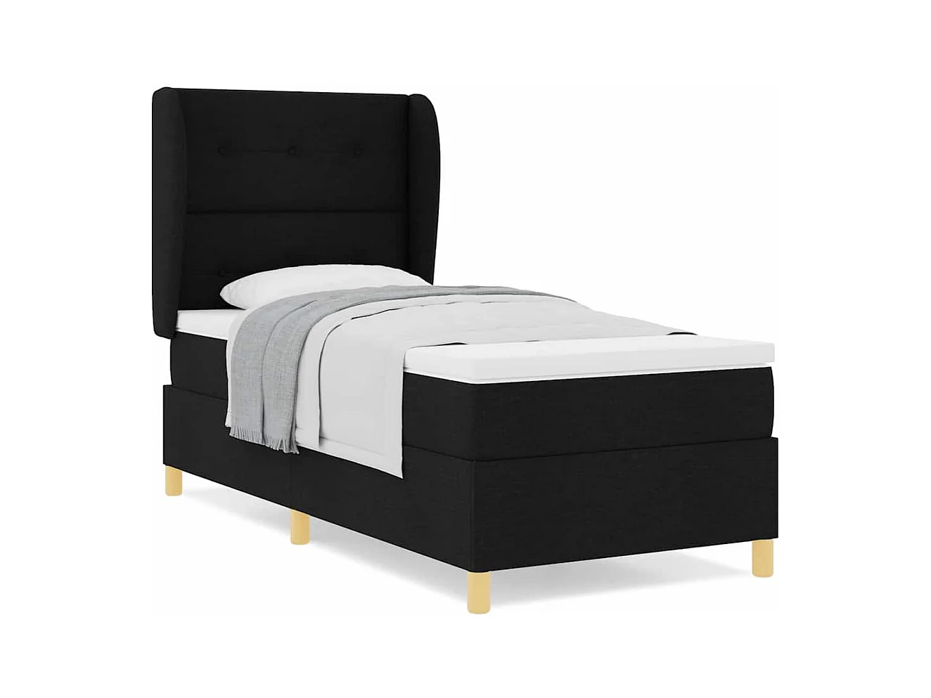Cama Box Springs com Colchão Cinza Escuro 90x190 cm Preto