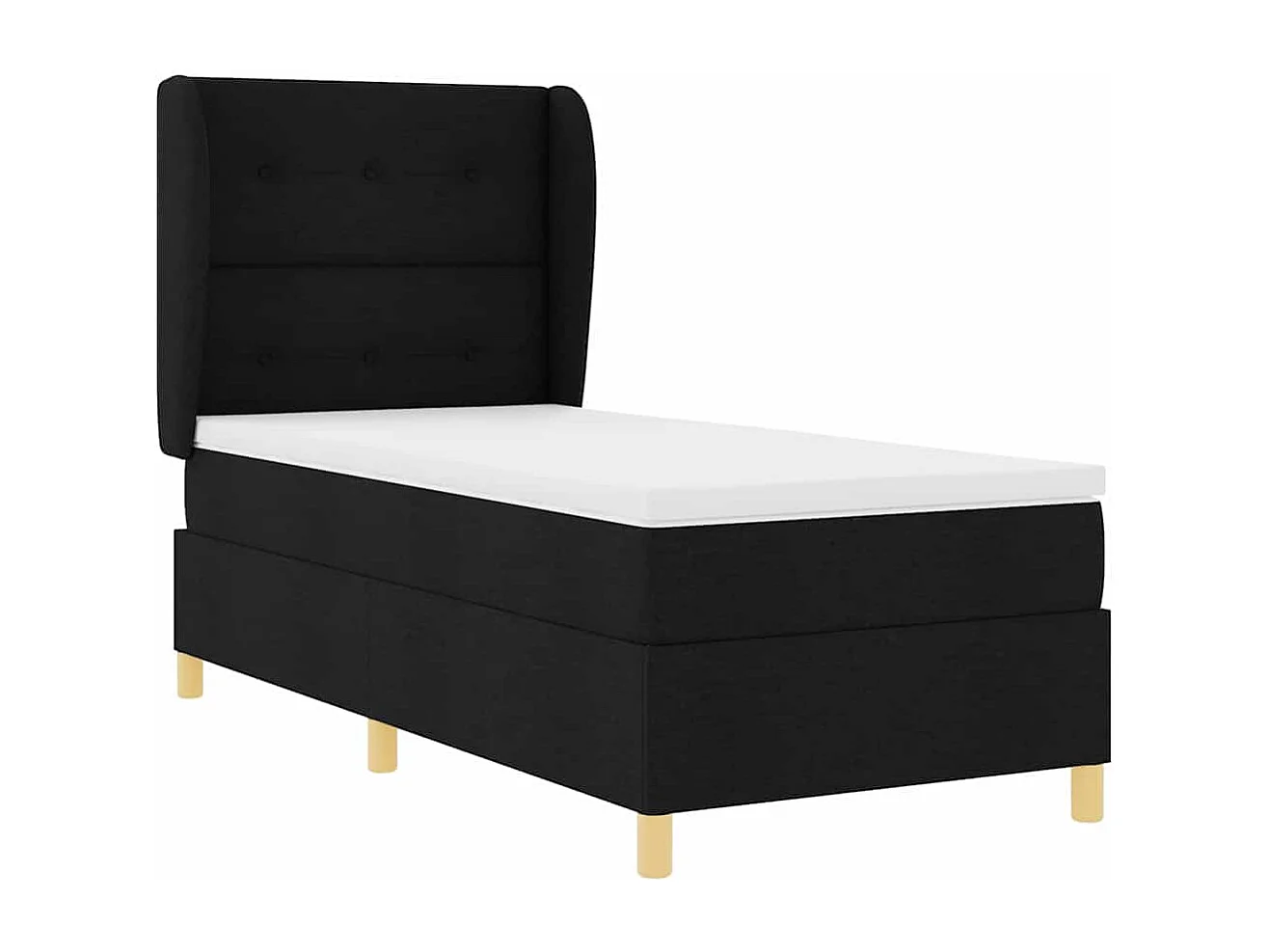 Cama Box Springs com Colchão Cinza Escuro 90x190 cm Preto