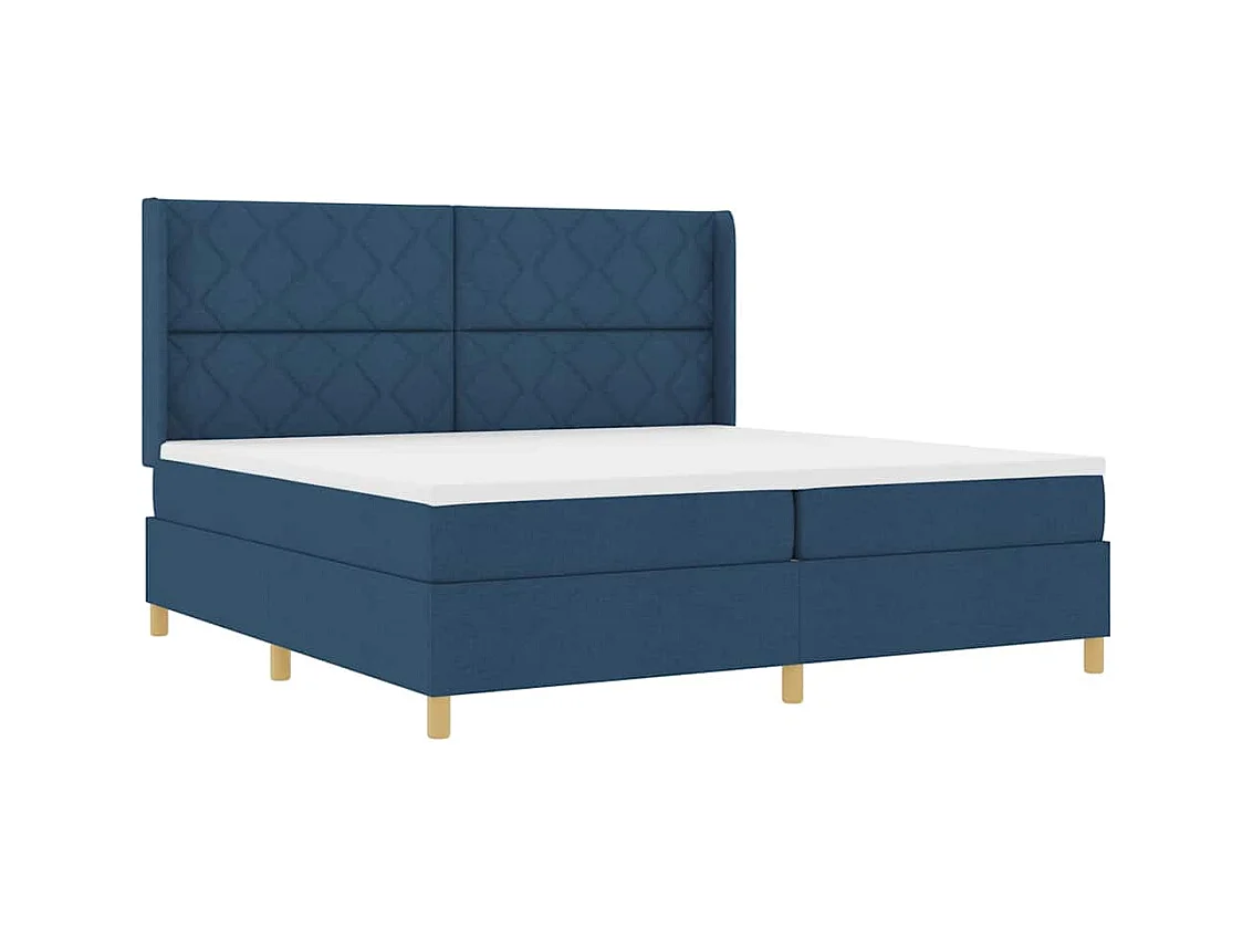 Cadre de lit avec matelas Bleu 200 x 200 cm tissu