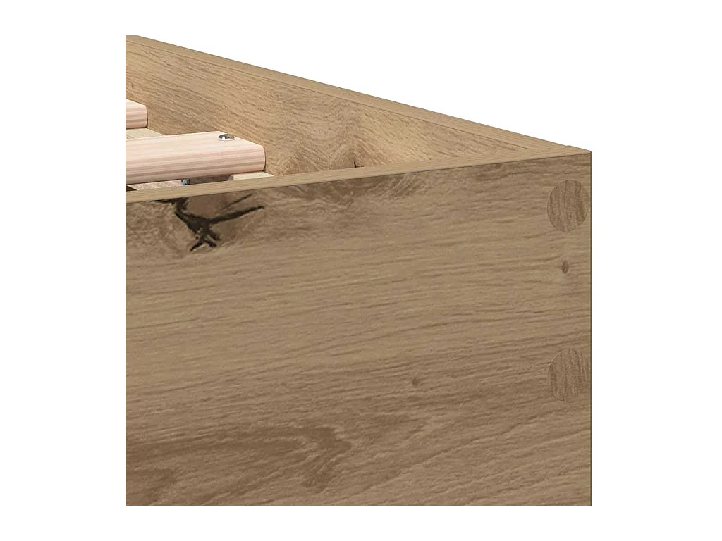 Cadre de lit chêne artisanal 90 x 190 cm Bois d'ingénierie