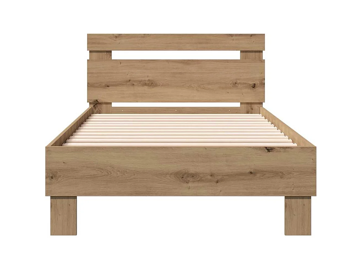 Cadre de lit chêne artisanal 90 x 190 cm Bois d'ingénierie