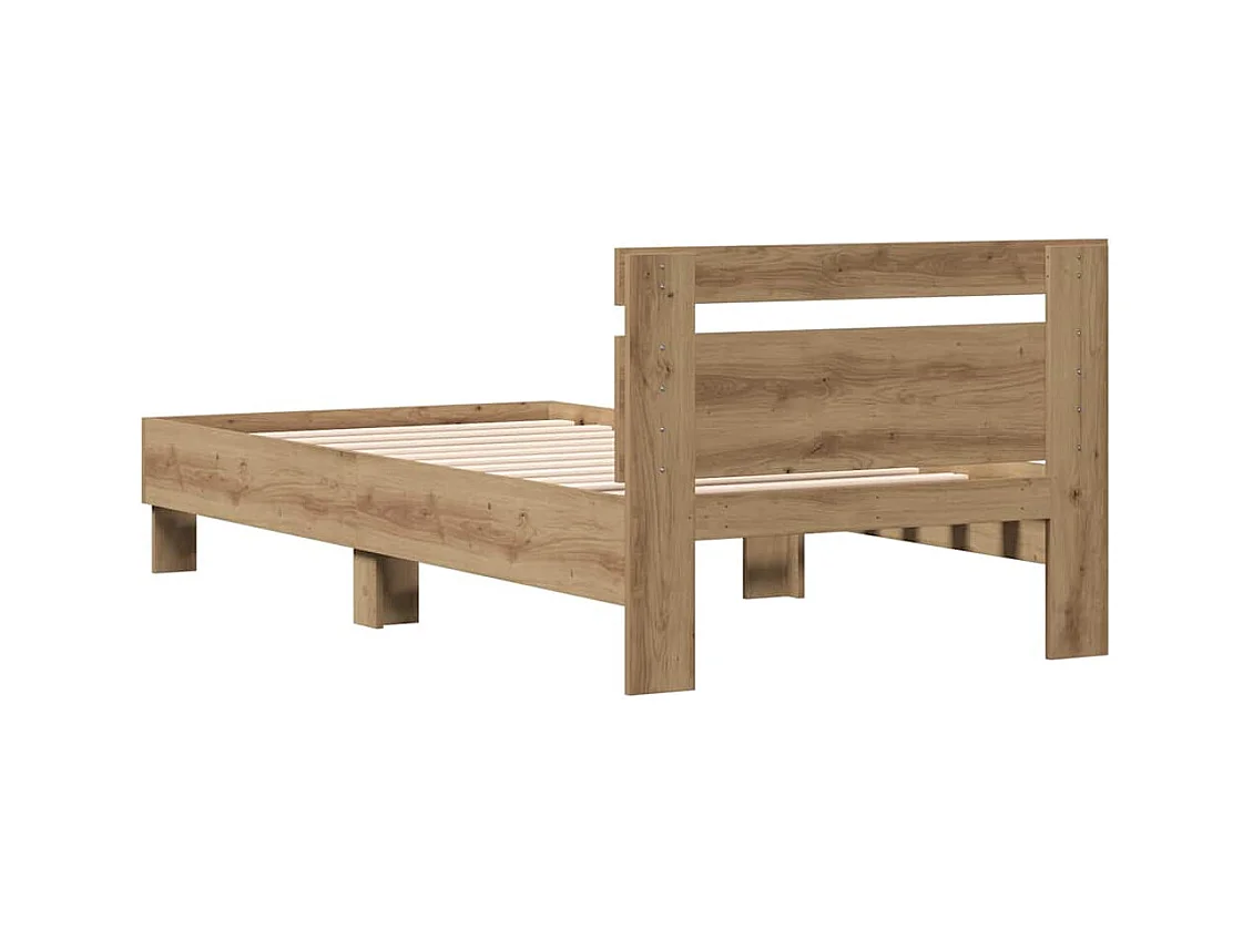 Cadre de lit chêne artisanal 90 x 190 cm Bois d'ingénierie
