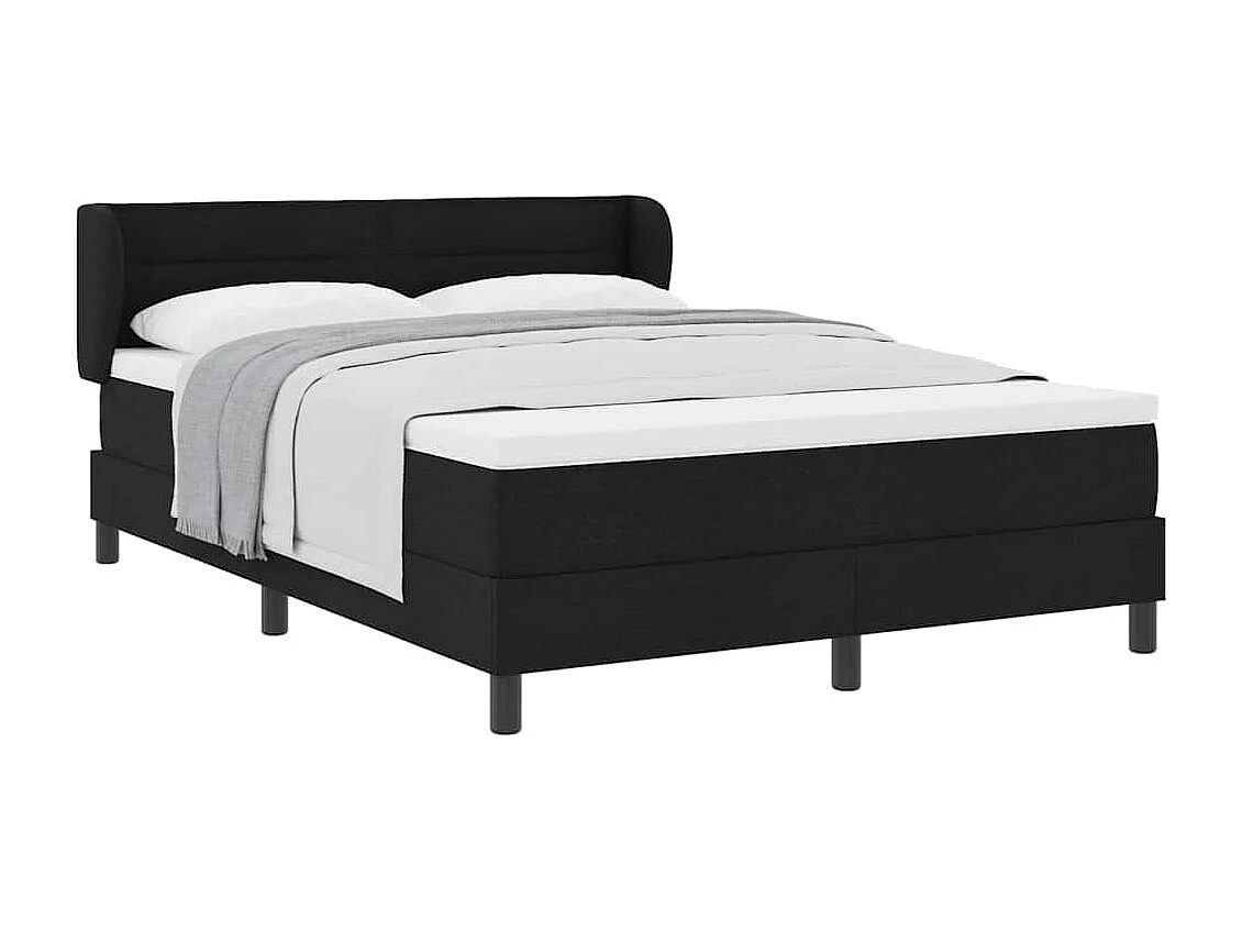 Cadre de lit avec matelas avec matelas Noir 140 x 190 cm tissu