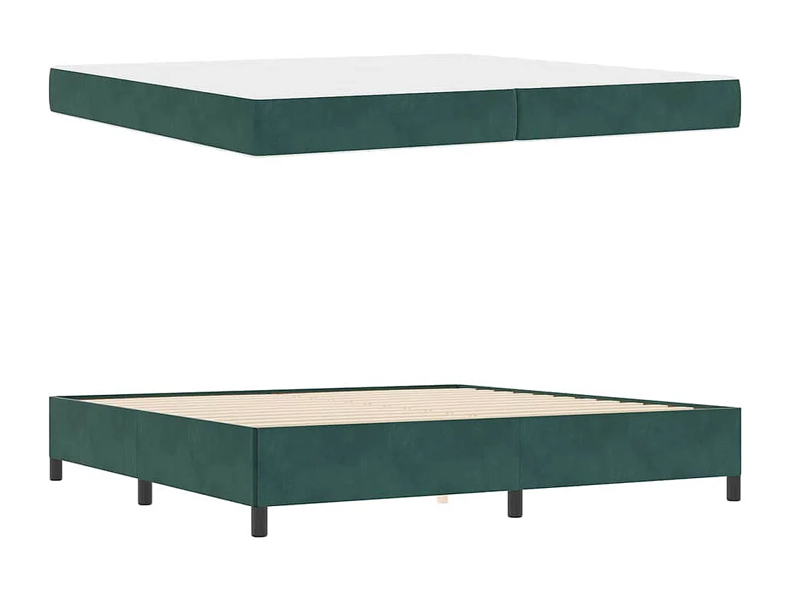 Bedframe Donkergroen, Groen en Wit 200 x 200 cm Fluweel