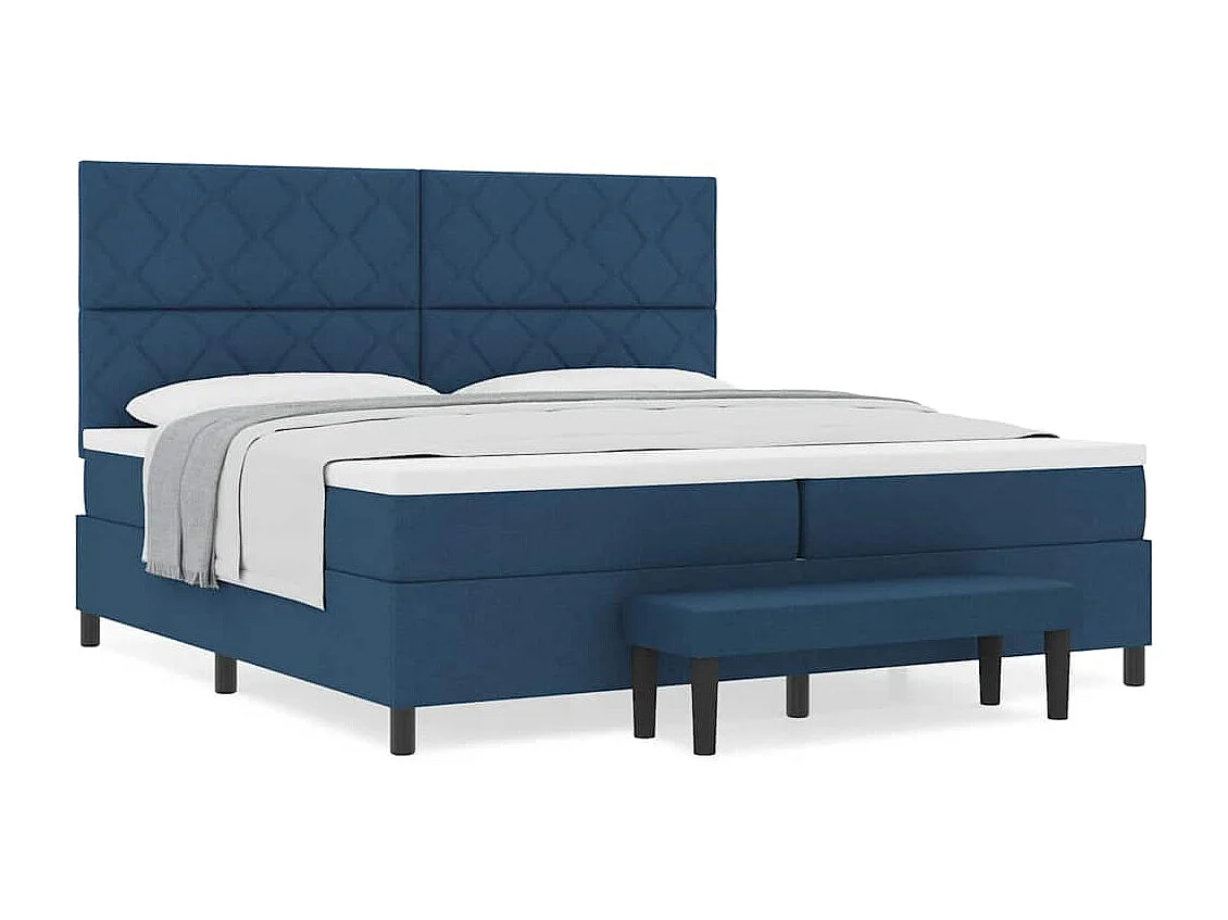 Cama tipo Box Spring con colchón Azul 200 x 200 cm tela