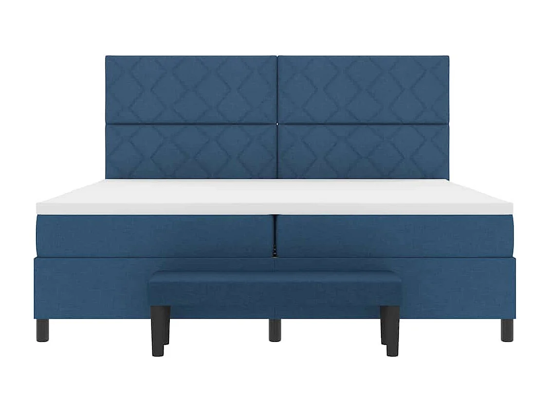 Cama tipo Box Spring con colchón Azul 200 x 200 cm tela