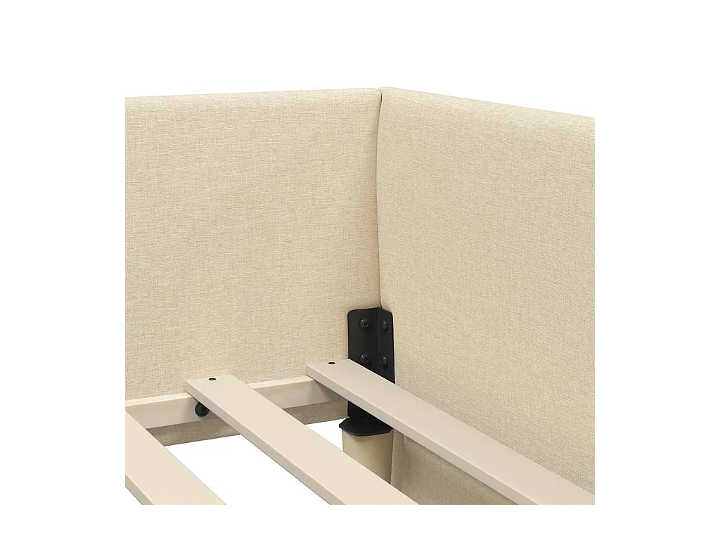 Cadre de lit d'angle avec tête de lit Crème 90 x 190 cm