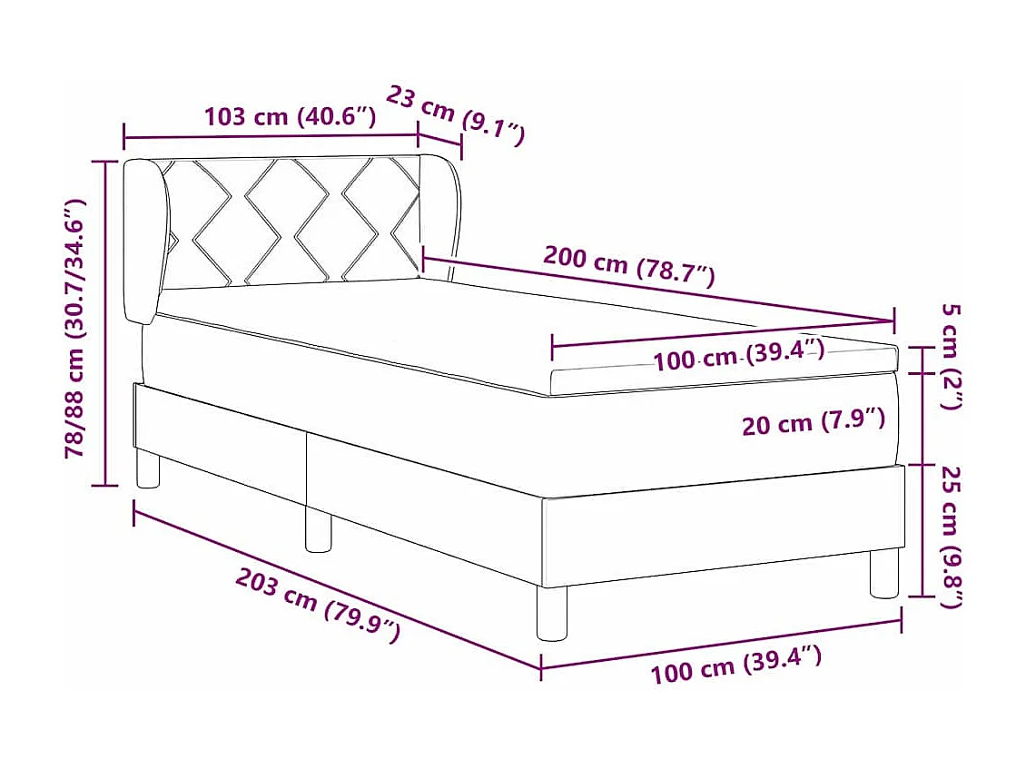 Cama box spring con colchón con colchón Taupé 100 x 200 cm tela