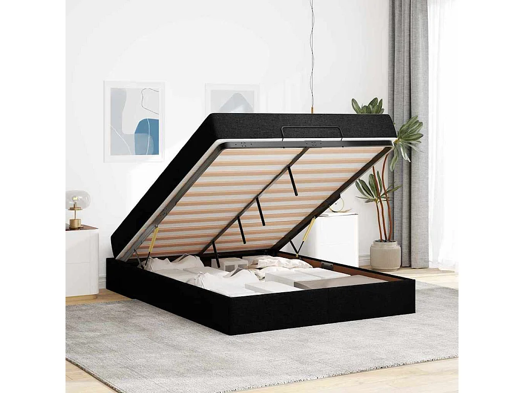 Bedframe met matras Zwart 140 x 200 cm Stof