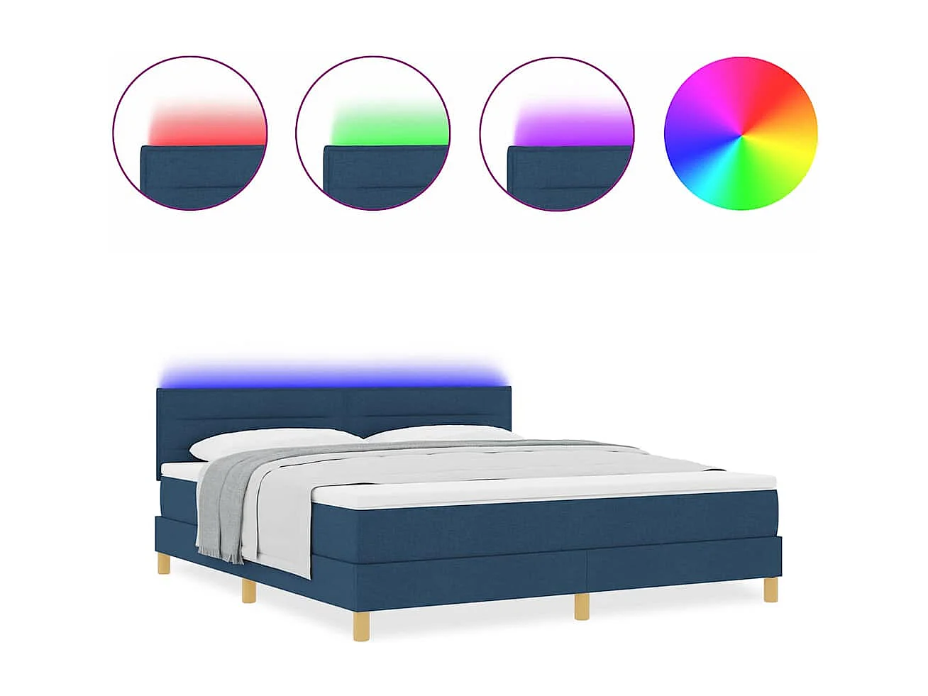 Cama tipo Box Spring con colchón Azul 180 x 200 cm tela