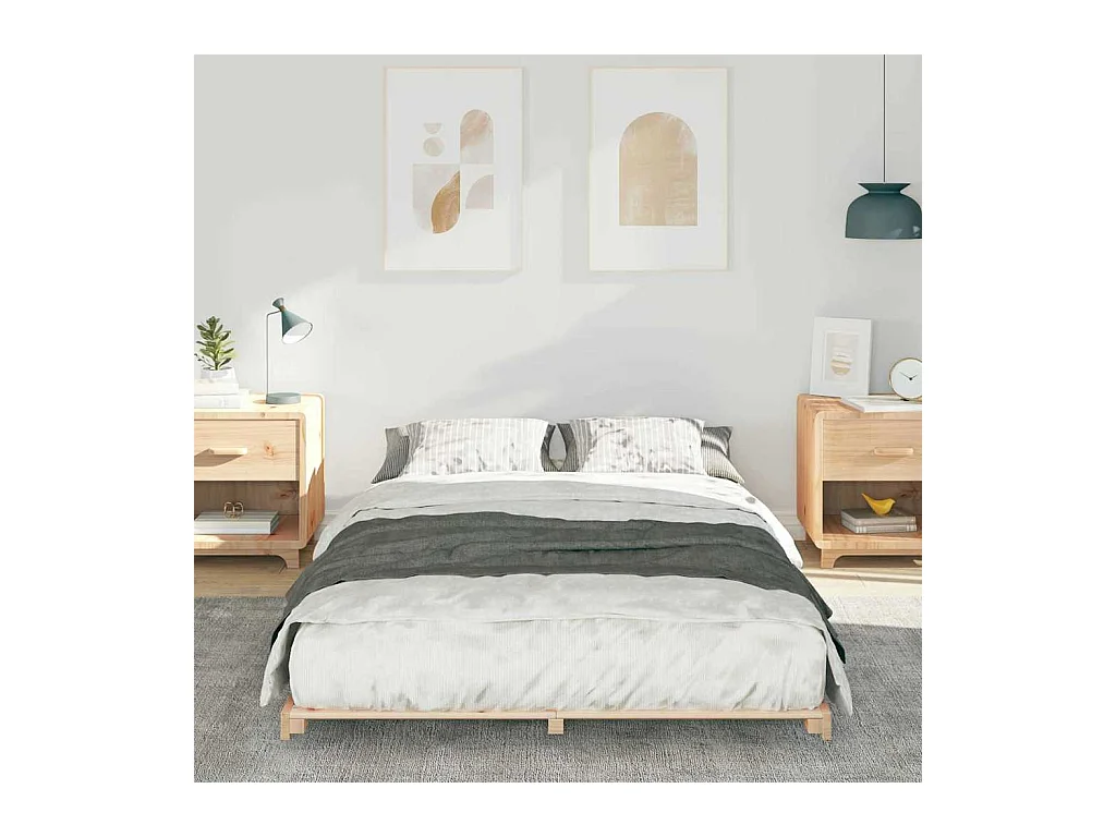 Estructura de cama Marrón 120 x190 cm Madera maciza de pino