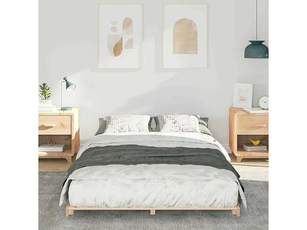 Estructura de cama Marrón 120 x190 cm Madera maciza de pino