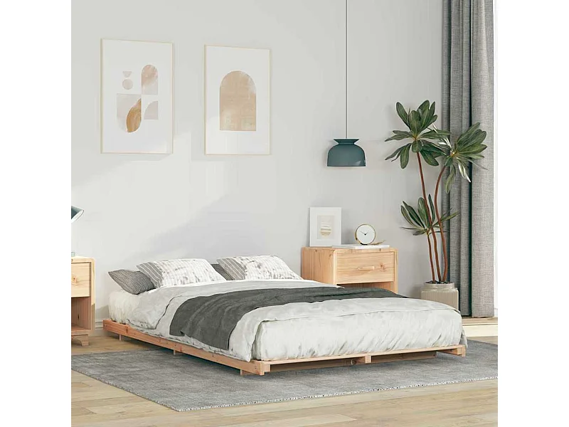 Estructura de cama Marrón 120 x190 cm Madera maciza de pino